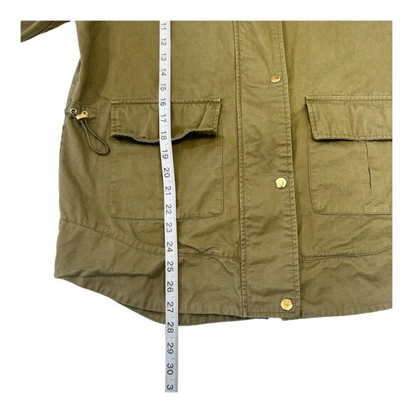 LOVE TREE Women SZ M Green Army Utillity Hooded Jackets Mid Lenght Full Zipper - Picture 5 of 12